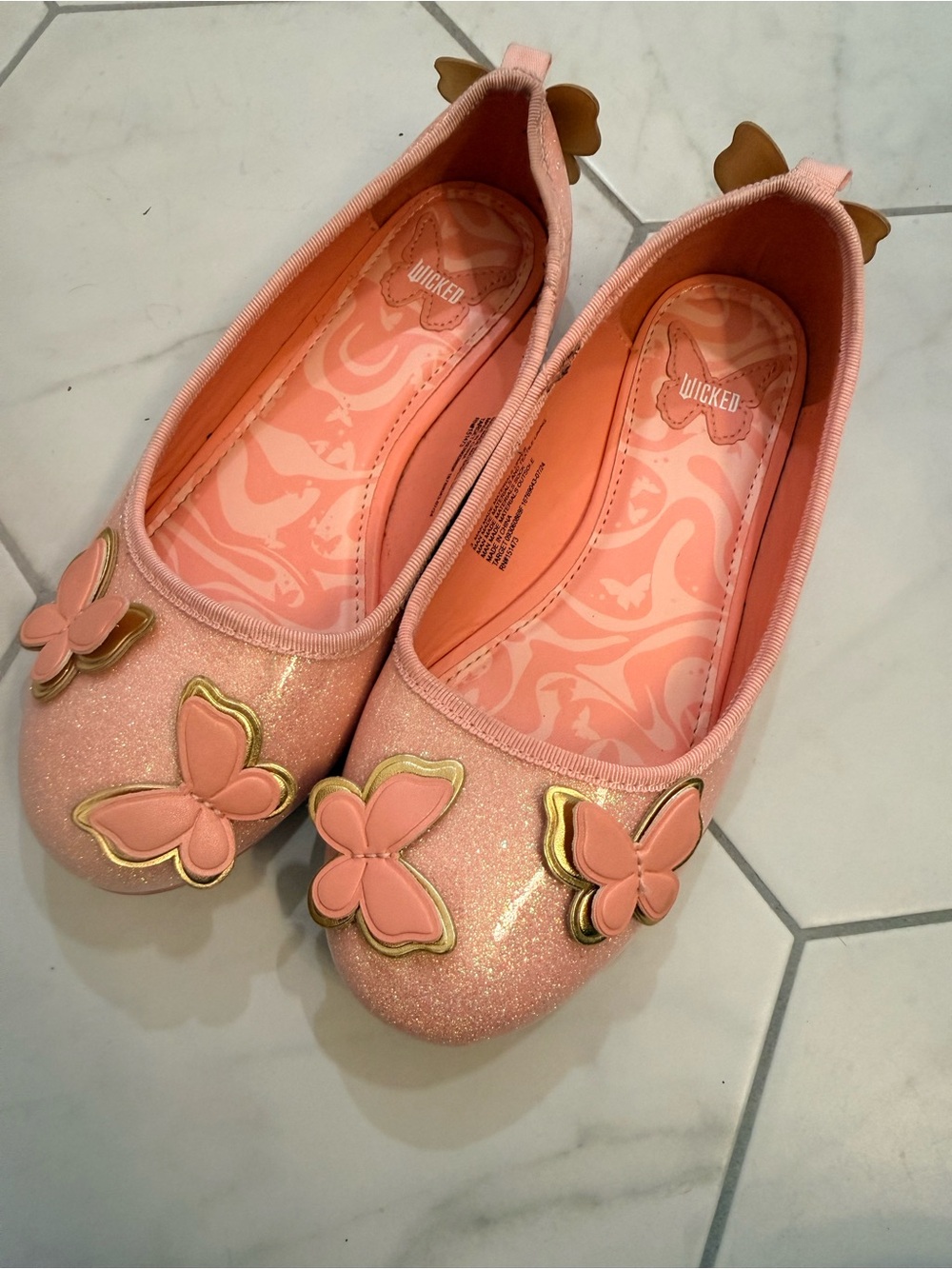 Wicked Girls' Pink Butterfly Ballet Flats size 3